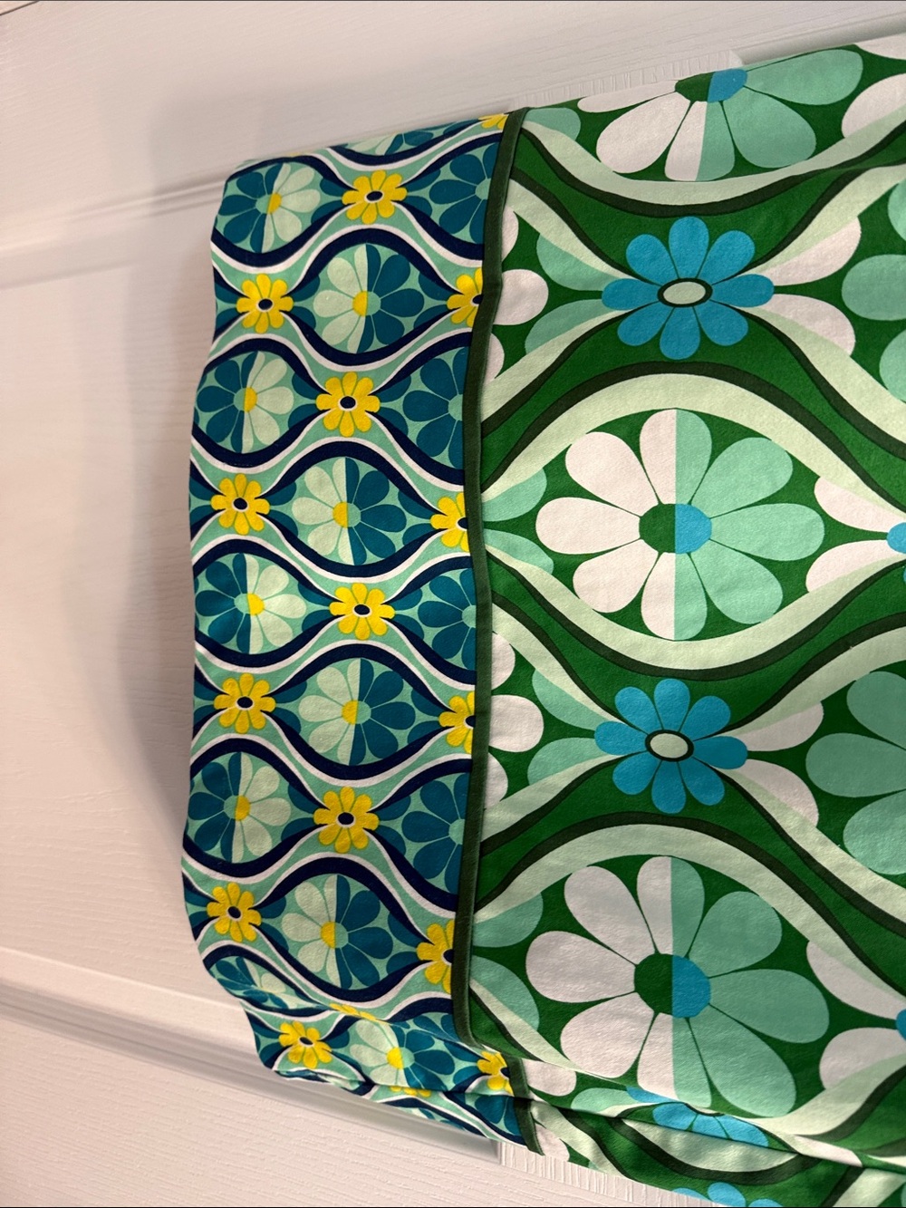 London Times Miranda sleeveless dress - Vibrant green, blue, white retro daisy - Picture 7 of 10